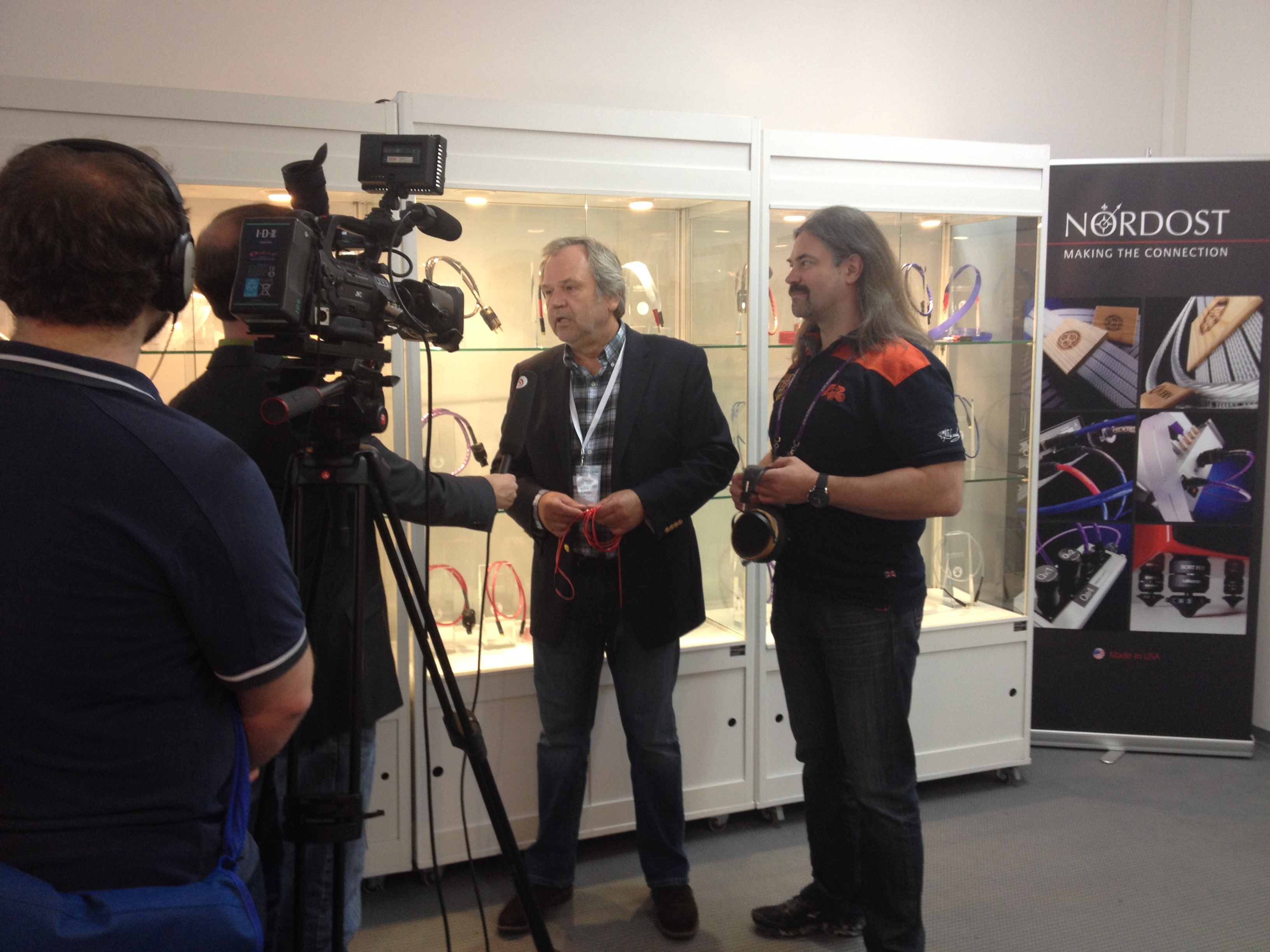 Bjorn Bengtsson and Andreas Proske showing off the new Heimdall 2 Headphone Cable
