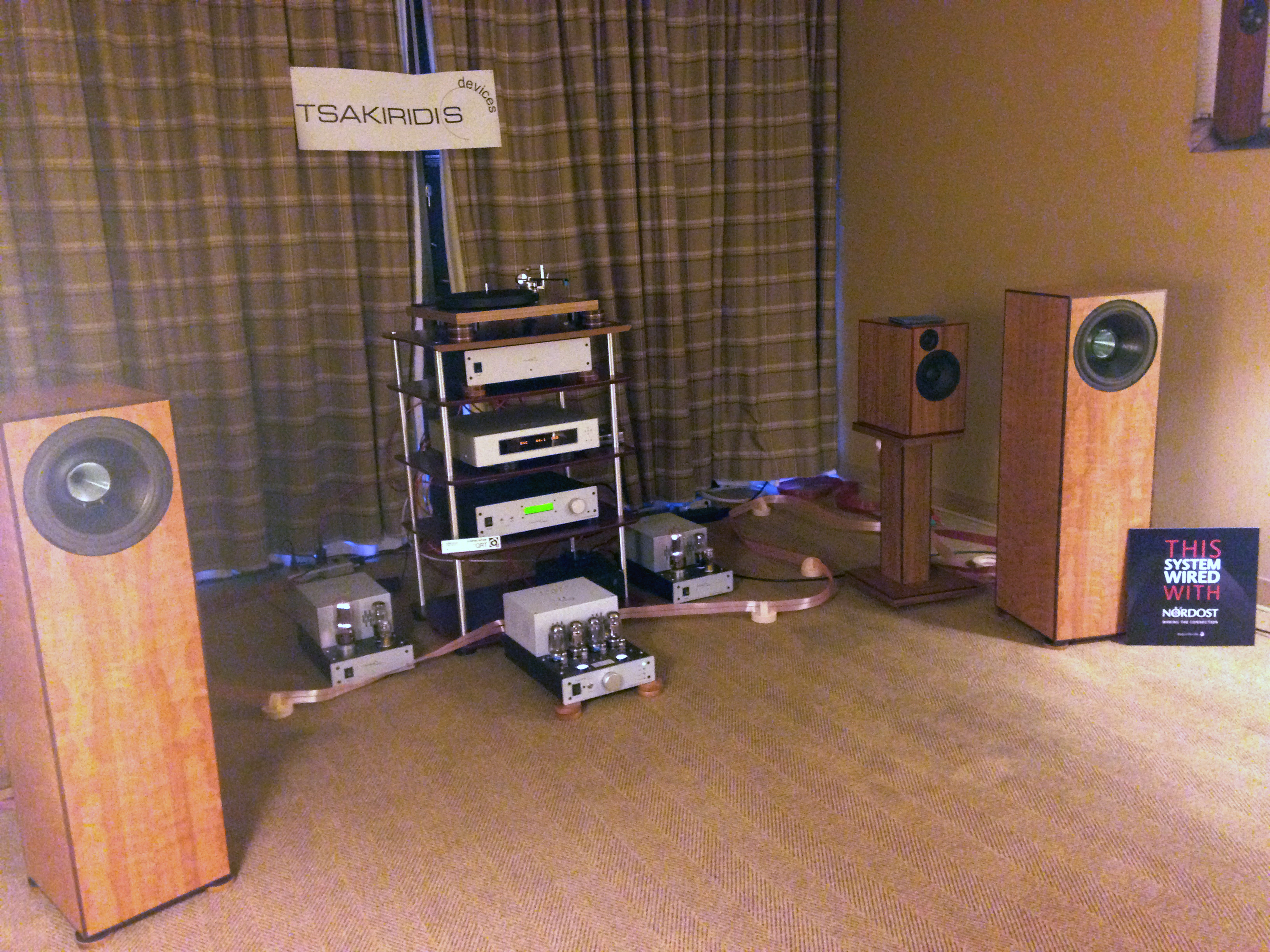Long-time Nordost supporters, Coherent Audio, were wired with Heimdall 2 and power purified by QRT.  Even the speakers had Nordost internal wiring!